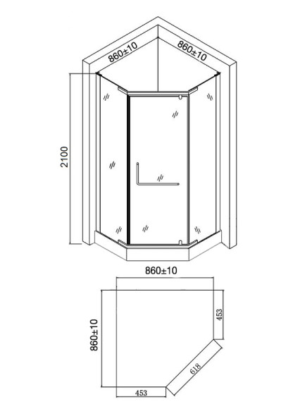 Душевой уголок Agger 90x90 A03-090MCR с поддоном профиль Хром стекло матовое Душевой уголок Agger 90x90 A03-090MCR с поддоном профиль Хром стекло матовое