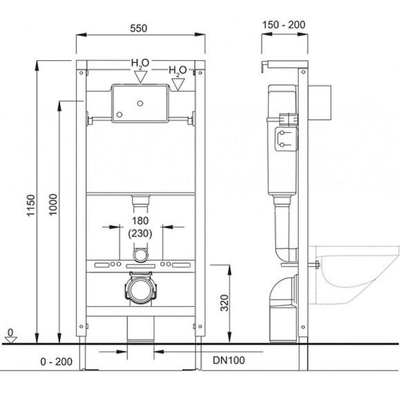 Инсталляция Pestan Fluenta 40006356 для унитаза со смывным бачком без клавиши смыва