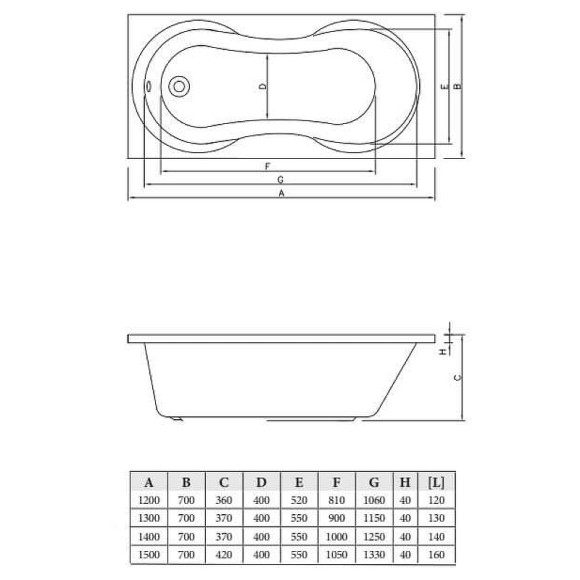Акриловая ванна C-Bath Salus 140x70 CBQ006003 без гидромассажа Акриловая ванна C-Bath Salus 140x70 CBQ006003 без гидромассажа