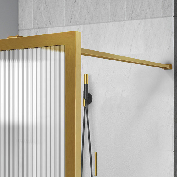 Душевая перегородка Vincea Walk-In 80 VSW-1HP800FLBG профиль Брашированное золото стекло рифленое