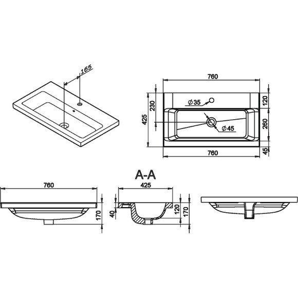 Раковина AM.PM Gem 76 M90WCC0752WG Белая Раковина AM.PM Gem 76 M90WCC0752WG Белая