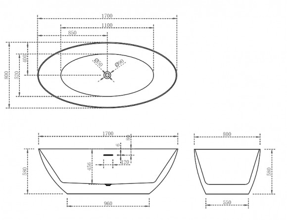 Акриловая ванна Abber 170x80 AB9374-1.7 без гидромассажа Акриловая ванна Abber 170x80 AB9374-1.7 без гидромассажа