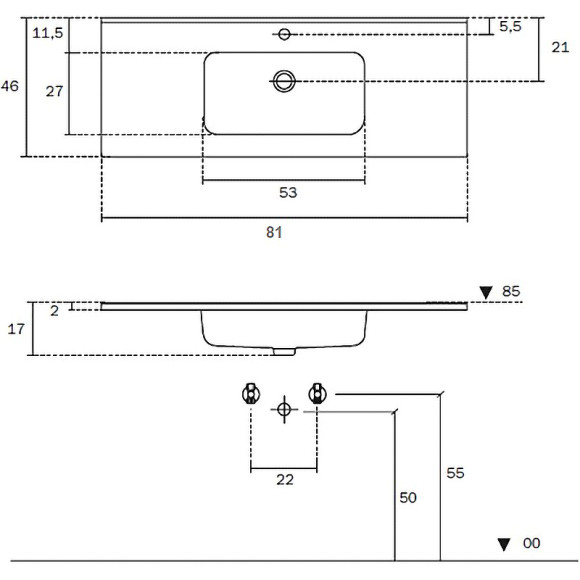Раковина Inda Kona 80 T298320KONA Белая глянцевая Раковина Inda Kona 80 T298320KONA Белая глянцевая