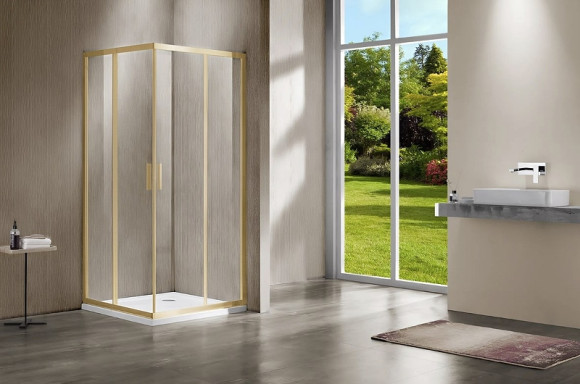 Душевой уголок Vincea Garda 110x80 VSS-1G8011CLG профиль Брашированное золото стекло прозрачное