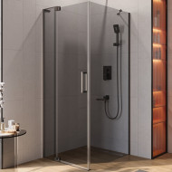 Душевой уголок Cezares Slider 90x80 SLIDER-AH-1-80-80/90-GRIGIO-GM профиль Оружейная сталь стекло серое