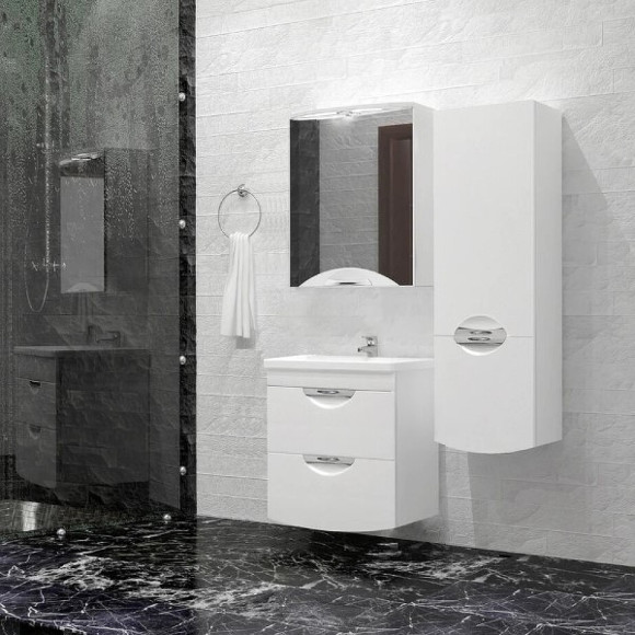 Зеркальный шкаф Style Line Жасмин 2 50 С Люкс ЛС-000010038 с подсветкой Белый глянец Зеркальный шкаф Style Line Жасмин 2 50 С Люкс ЛС-000010038 с подсветкой Белый глянец