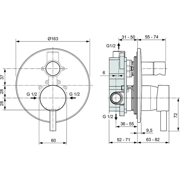 Смеситель для душа Ideal Standard Ceraline A6939AA Хром Смеситель для душа Ideal Standard Ceraline A6939AA Хром