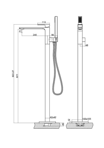 Смеситель для ванны BelBagno Luce LUC-FMT-NERO Черный матовый Смеситель для ванны BelBagno Luce LUC-FMT-NERO Черный матовый