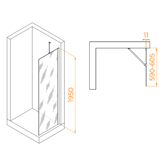 Душевая перегородка RGW Walk In WA-102W 60 351010206-15 профиль Белый стекло прозрачное