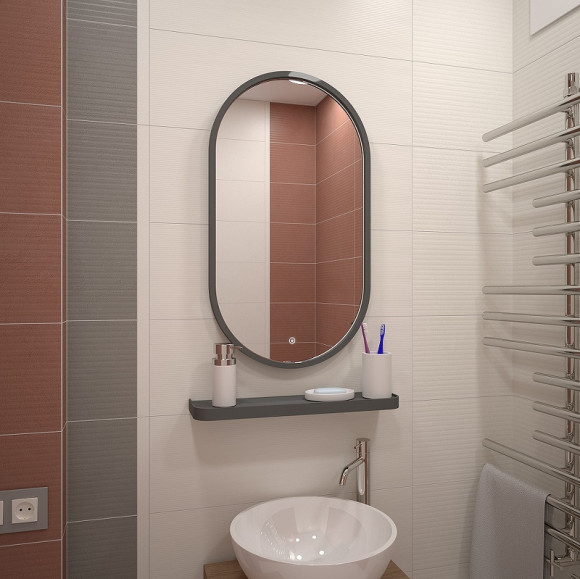 Зеркало Континент Prime 450х800 ЗЛП1079 с подсветкой Серое с сенсорным выключателем Зеркало Континент Prime 450х800 ЗЛП1079 с подсветкой Серое с сенсорным выключателем