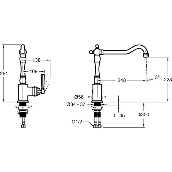 Смеситель для кухни Jacob Delafon Cleo 1889 E24317-CP Хром Смеситель для кухни Jacob Delafon Cleo 1889 E24317-CP Хром