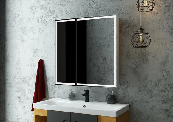 Зеркальный шкаф Континент Allure LED 80 МВК045 с подсветкой Белый Зеркальный шкаф Континент Allure LED 80 МВК045 с подсветкой Белый