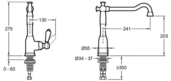 Смеситель для кухни Jacob Delafon Louise E24367-CP Хром Смеситель для кухни Jacob Delafon Louise E24367-CP Хром