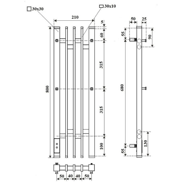 Электрический полотенцесушитель Point Фрея PN20738B П2 180x800 диммер слева Черный Электрический полотенцесушитель Point Фрея PN20738B П2 180x800 диммер слева Черный