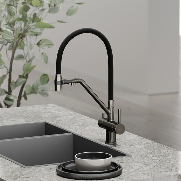 Смеситель для кухни Sancos Dora SC4003GG Вороненая сталь Черный