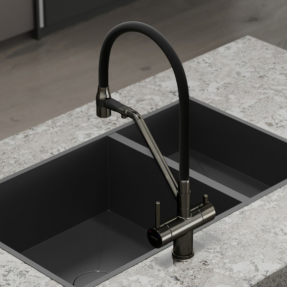 Смеситель для кухни Sancos Dora SC4003GG Вороненая сталь Черный