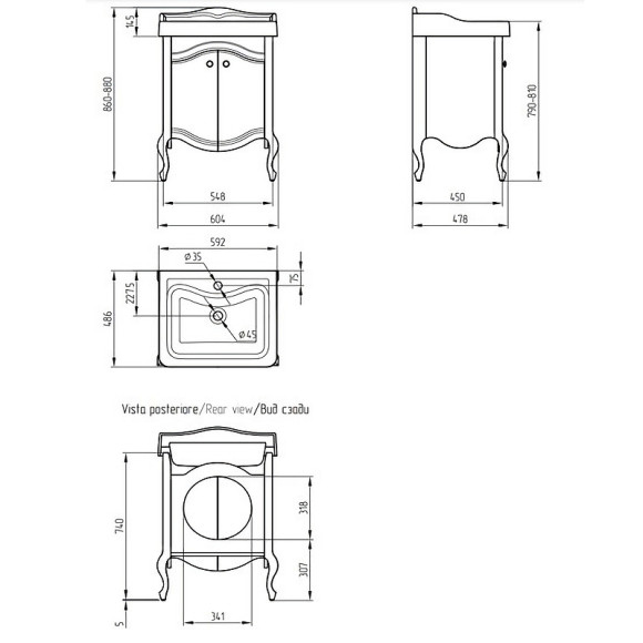 Тумба под раковину Migliore Impero 60 25967 Орех
