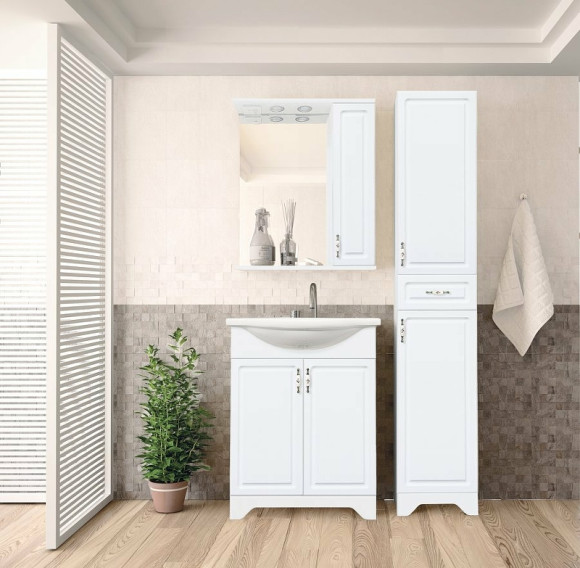 Зеркало со шкафом Style Line Олеандр 2 Люкс 55 ЛС-00000049 с подсветкой Белое