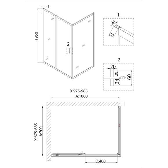 Душевая дверь Niagara Nova 100 NG-82-10AB профиль Черный стекло прозрачное Душевая дверь Niagara Nova 100 NG-82-10AB профиль Черный стекло прозрачное