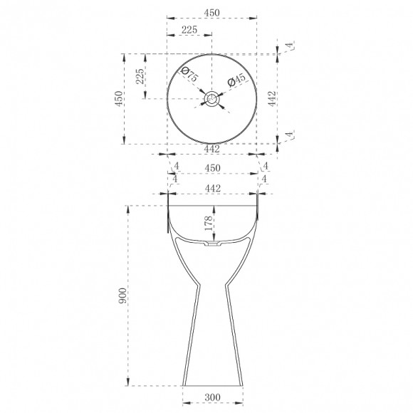 Раковина Abber Kristall 45 AT2703Opal Коричневая