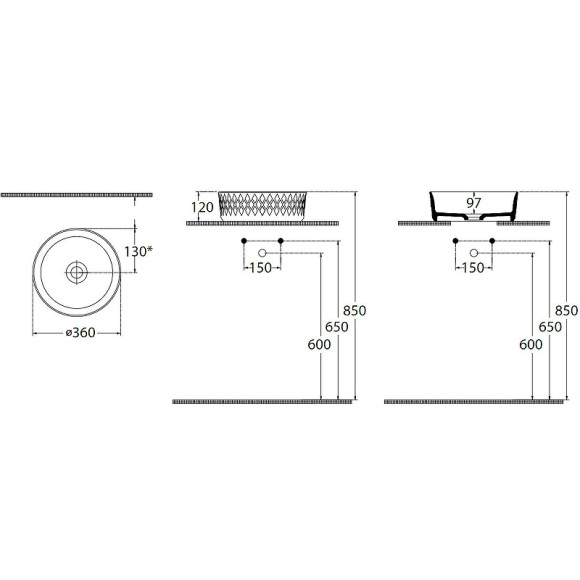 Раковина-чаша Allen Brau Fantasy Romb 36 4.11033.BD Бордо Раковина-чаша Allen Brau Fantasy Romb 36 4.11033.BD Бордо