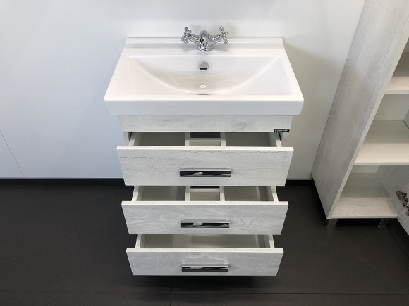 Тумба с раковиной Comforty Никосия 60Н 00004142203 Дуб белый Тумба с раковиной Comforty Никосия 60Н 00004142203 Дуб белый