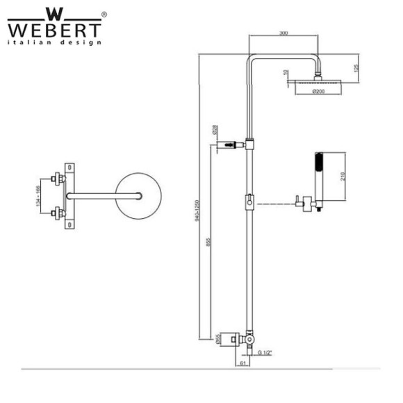 Душевая система Webert Elio EL980507015METAL Хром Душевая система Webert Elio EL980507015METAL Хром