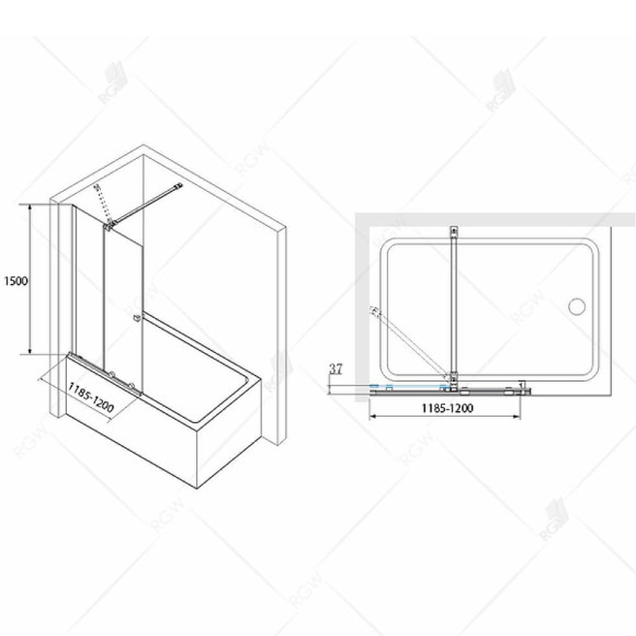 Шторка на ванну RGW Screens SC-46 120x150 06114612-11 профиль Хром стекло прозрачное Шторка на ванну RGW Screens SC-46 120x150 06114612-11 профиль Хром стекло прозрачное