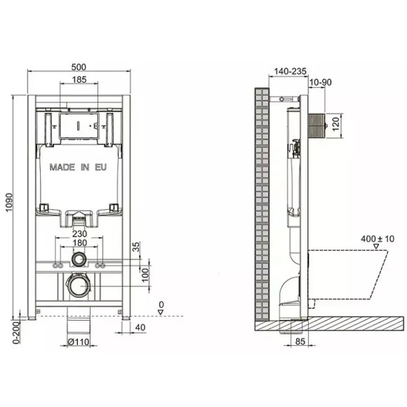 Комплект унитаза с инсталляцией Jacob Delafon Aleo E21730RU-00 с сиденьем Микролифт и клавишей смыва Хром