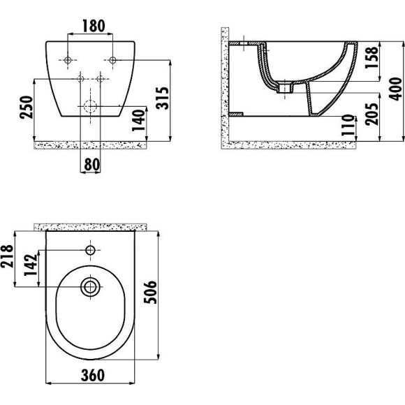 Биде Creavit Free FE510-00MB00E-0000 подвесное Белое матовое