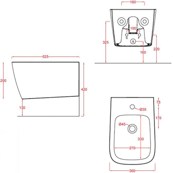 Биде Artceram A16 ASB001 05 00 подвесное Белое матовое