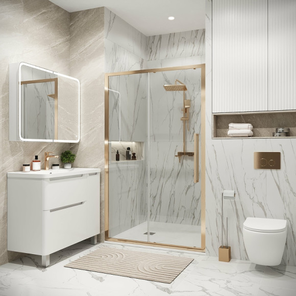 Душевая дверь Grossman Cosmo 110 100.K33.02.110.32.00 профиль Золото сатин стекло прозрачное Душевая дверь Grossman Cosmo 110 100.K33.02.110.32.00 профиль Золото сатин стекло прозрачное