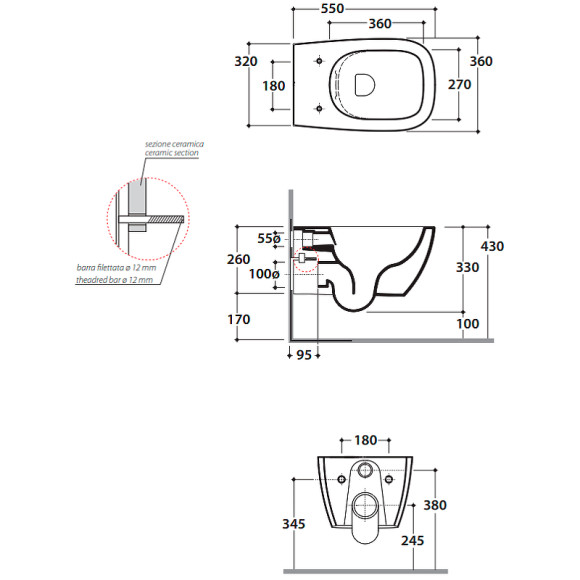 Унитаз Globo Genesis GNS02.BI подвесной без сиденья Унитаз Globo Genesis GNS02.BI подвесной без сиденья