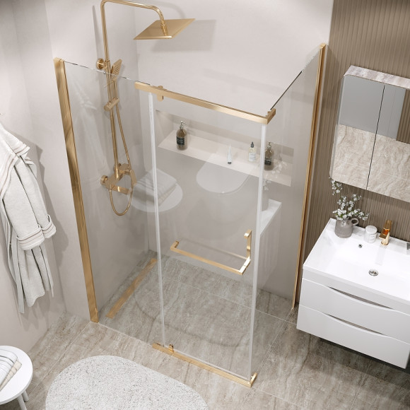 Душевая стенка Grossman Pragma 80 200.K33.03.80.32.00 профиль Золото сатин стекло прозрачное