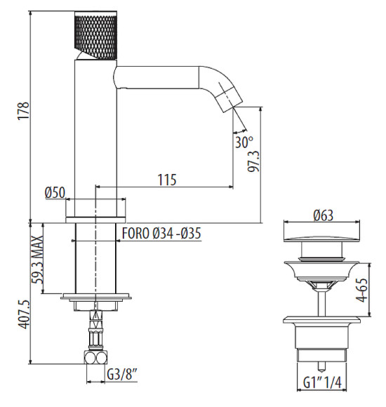Смеситель для раковины Gattoni MD MD110/22C0 Хром Смеситель для раковины Gattoni MD MD110/22C0 Хром