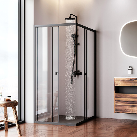 Душевой уголок AM.PM Sunny 120х90 W87G-403-12090-BT профиль Черный матовый стекло прозрачное Душевой уголок AM.PM Sunny 120х90 W87G-403-12090-BT профиль Черный матовый стекло прозрачное