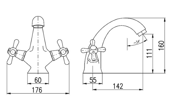 Смеситель для раковины Rav Slezak Morava retro MK328.5SM Бронза