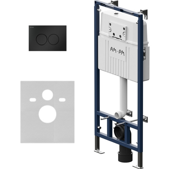 Комплект унитаза с инсталляцией AM.PM Sense FlashClean IS100138.741701 с сиденьем Микролифт и Черной матовой клавишей смыва Комплект унитаза с инсталляцией AM.PM Sense FlashClean IS100138.741701 с сиденьем Микролифт и Черной матовой клавишей смыва