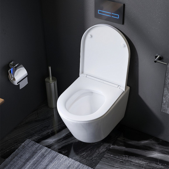 Комплект унитаза с инсталляцией AM.PM Sense FlashClean IS100138.741701 с сиденьем Микролифт и Черной матовой клавишей смыва Комплект унитаза с инсталляцией AM.PM Sense FlashClean IS100138.741701 с сиденьем Микролифт и Черной матовой клавишей смыва