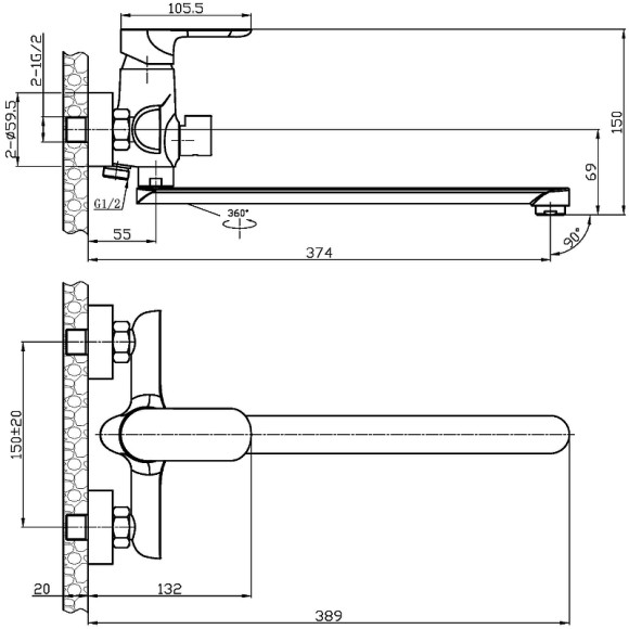 Смеситель для ванны Agger Gorgeous A0221100 универсальный Хром