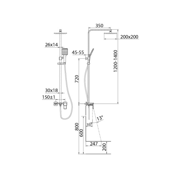 Душевая система Iddis Bild BILBL1Fi06 Черная матовая
