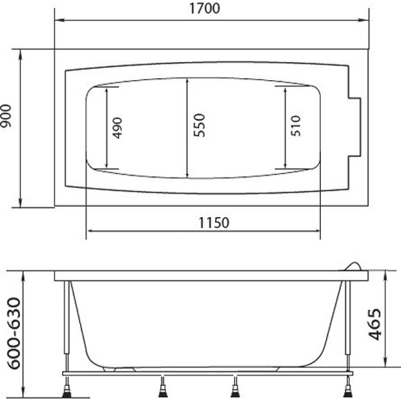 Акриловая ванна Marka One Aelita 170x90 01аэ1790 без гидромассажа