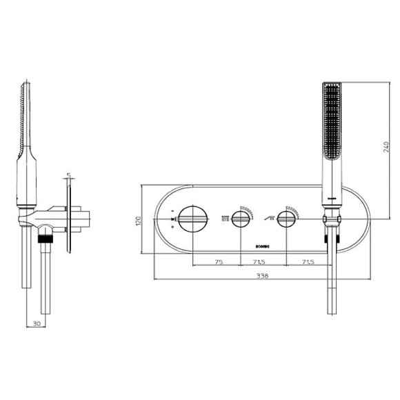 Смеситель для душа Bossini Apice Z00523.030 с термостатом Хром Смеситель для душа Bossini Apice Z00523.030 с термостатом Хром