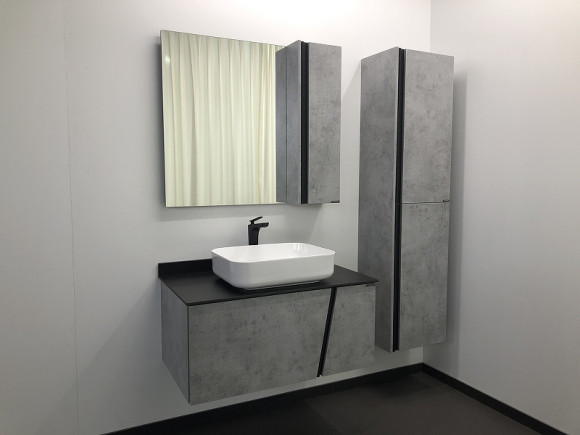 Зеркало со шкафом Comforty Эдинбург 90 00004147981 Бетон светлый Зеркало со шкафом Comforty Эдинбург 90 00004147981 Бетон светлый