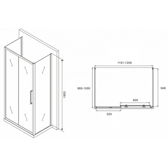 Душевой уголок Abber Schwarzer Diamant 120x100 AG30120MH-S100M-S100M профиль Хром стекло матовое Душевой уголок Abber Schwarzer Diamant 120x100 AG30120MH-S100M-S100M профиль Хром стекло матовое