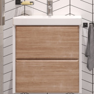 Тумба под раковину Velvex Gesso 60 tp.GES.9696.60.2Y подвесная Белая матовая Дуб сонома