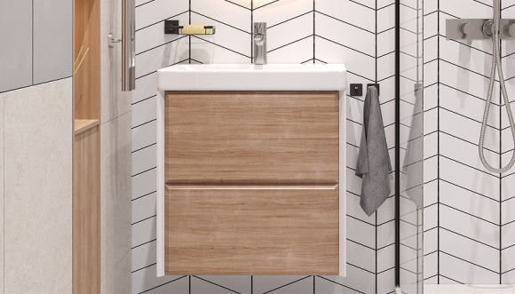 Тумба под раковину Velvex Gesso 60 tp.GES.9696.60.2Y подвесная Белая матовая Дуб сонома