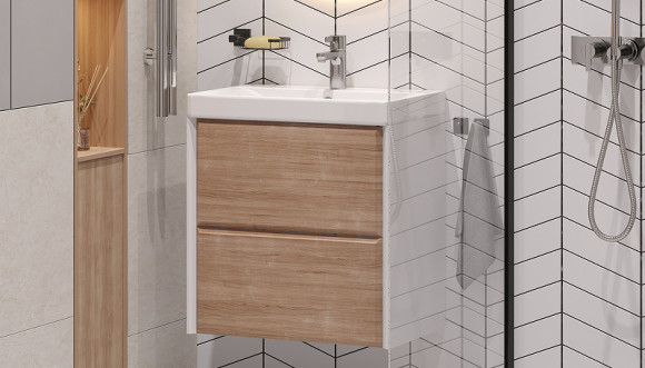 Тумба под раковину Velvex Gesso 60 tp.GES.9696.60.2Y подвесная Белая матовая Дуб сонома