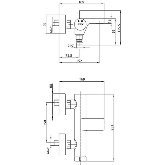 Смеситель для ванны E.C.A. Purity 102102477HEX Хром