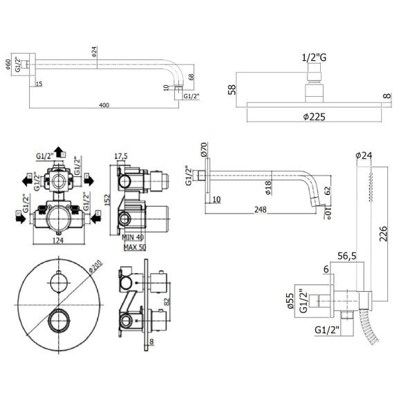 Душевая система Paffoni Light KITLIQ019BO046 с термостатом Белая матовая